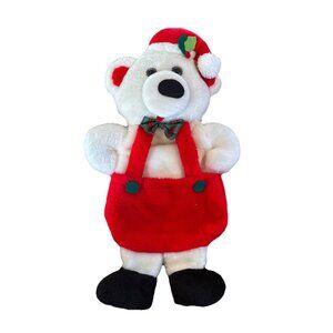 1985 Rennoc Santa’s Best 3D White Teddy Bear Plush Christmas Stocking 21" Vtg